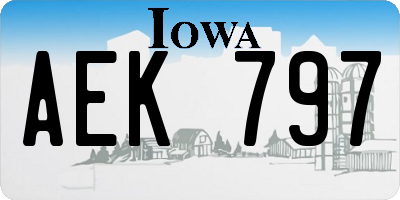 IA license plate AEK797
