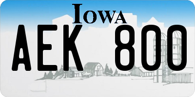 IA license plate AEK800