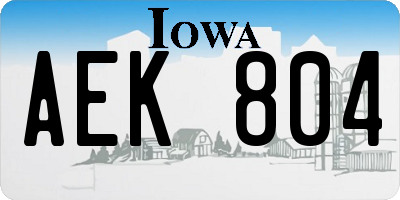 IA license plate AEK804