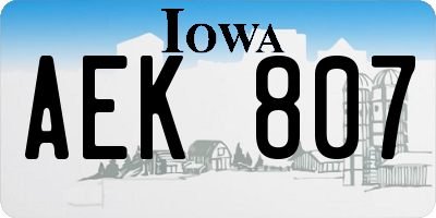 IA license plate AEK807