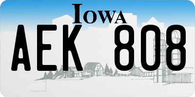 IA license plate AEK808