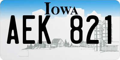 IA license plate AEK821