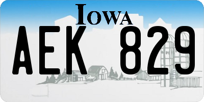 IA license plate AEK829