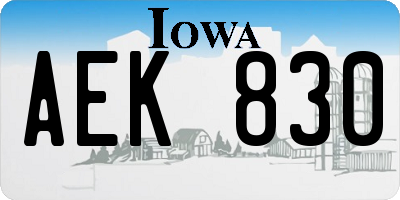 IA license plate AEK830