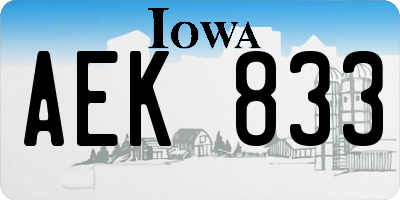 IA license plate AEK833