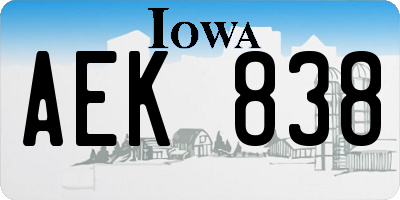 IA license plate AEK838