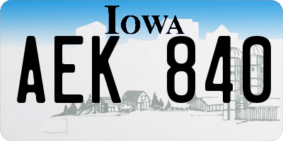 IA license plate AEK840