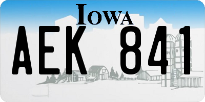 IA license plate AEK841