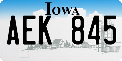 IA license plate AEK845