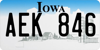 IA license plate AEK846
