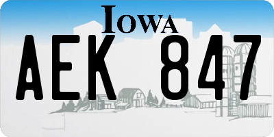 IA license plate AEK847