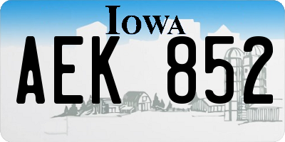 IA license plate AEK852