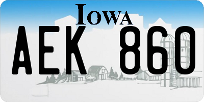 IA license plate AEK860