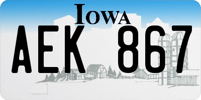 IA license plate AEK867