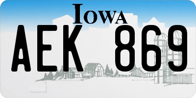 IA license plate AEK869