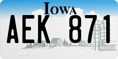 IA license plate AEK871
