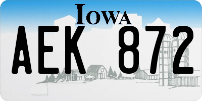 IA license plate AEK872