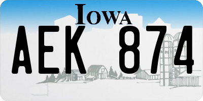 IA license plate AEK874