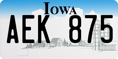IA license plate AEK875