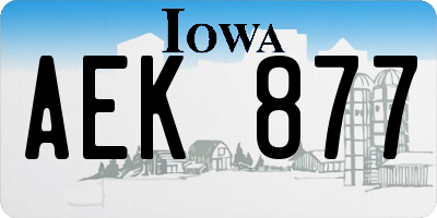 IA license plate AEK877