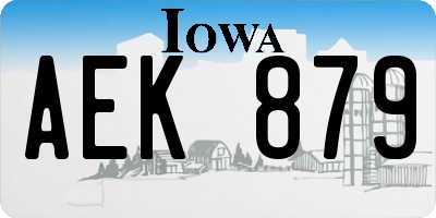 IA license plate AEK879