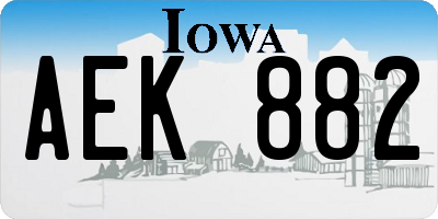 IA license plate AEK882