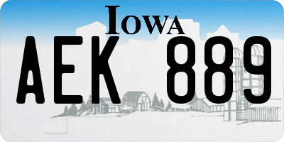 IA license plate AEK889