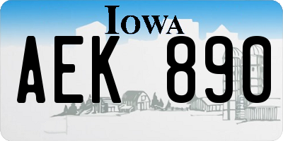 IA license plate AEK890