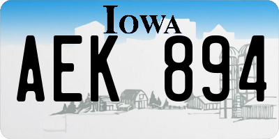 IA license plate AEK894