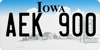 IA license plate AEK900