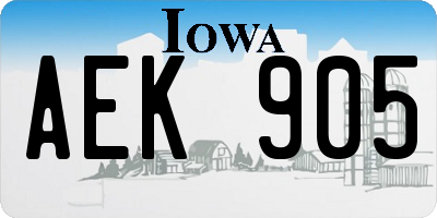 IA license plate AEK905