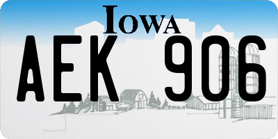 IA license plate AEK906