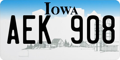 IA license plate AEK908