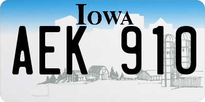 IA license plate AEK910