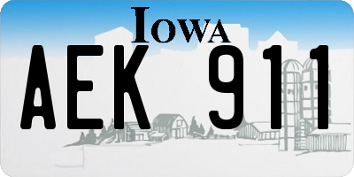 IA license plate AEK911