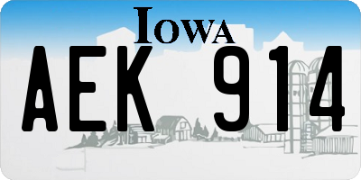 IA license plate AEK914
