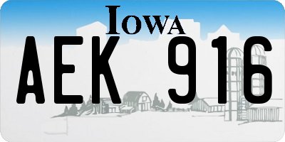 IA license plate AEK916