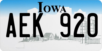 IA license plate AEK920