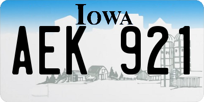 IA license plate AEK921