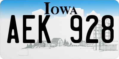 IA license plate AEK928