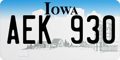 IA license plate AEK930