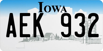 IA license plate AEK932