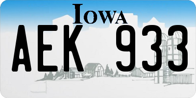 IA license plate AEK933