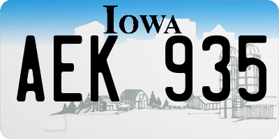 IA license plate AEK935