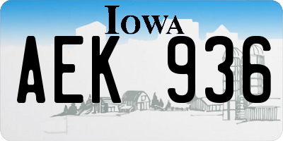 IA license plate AEK936