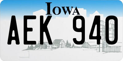 IA license plate AEK940