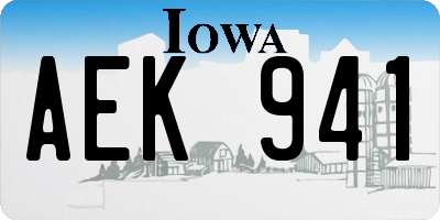 IA license plate AEK941