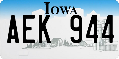 IA license plate AEK944