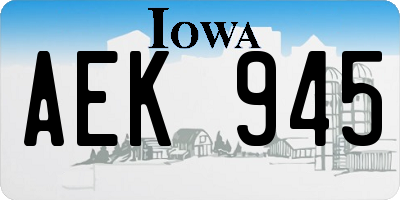 IA license plate AEK945