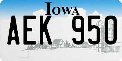 IA license plate AEK950